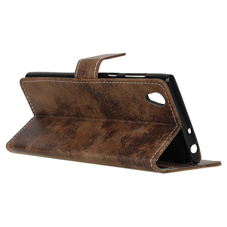 For Asus ZenFone Live (L1) ZA550KL Retro Style Leather Protection Flip Cover Shell - Brown-7