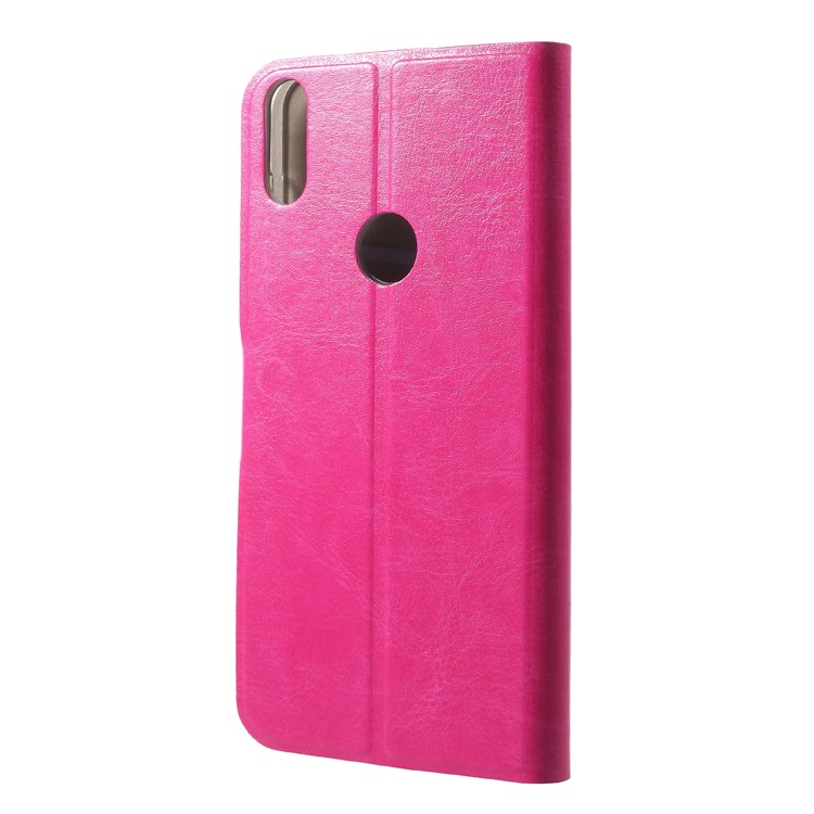 Crazy Horse Texture Stand Leather Card Holder Mobile Case (Built-in Steel Sheet) for Asus Zenfone Max Pro (M1) ZB601KL - Rose-2