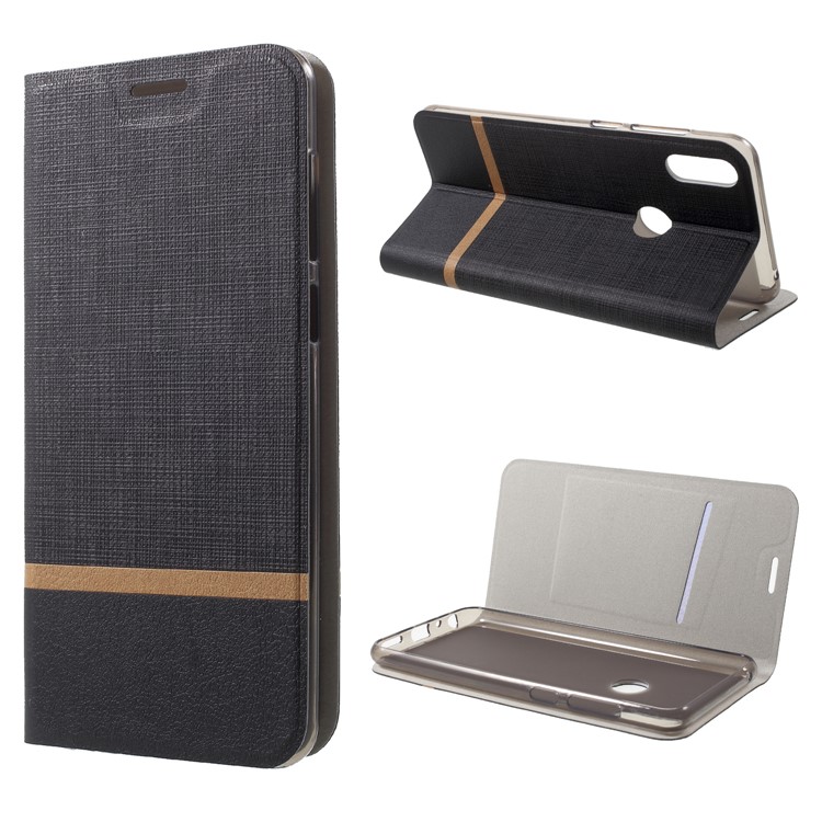 Cross Pattern Leather Card Holder Phone Cover (Built-in Steel Sheet) for Asus Zenfone Max Pro (M1) ZB601KL - Black-1