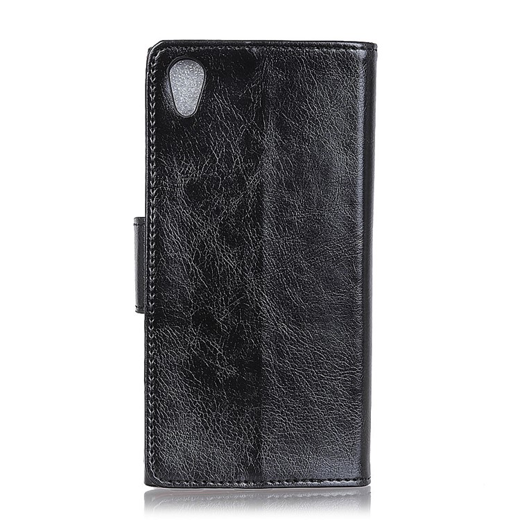 Textured Split Leather Wallet Case for Asus ZenFone Live (L1) ZA550KL - Black-3