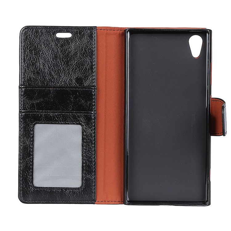 Textured Split Leather Wallet Case for Asus ZenFone Live (L1) ZA550KL - Black-4