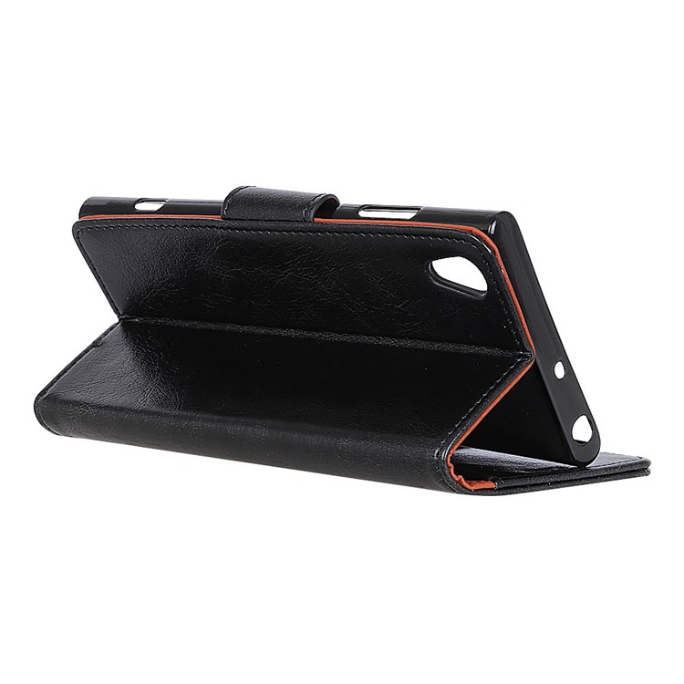 Textured Split Leather Wallet Case for Asus ZenFone Live (L1) ZA550KL - Black-5