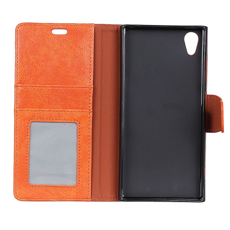 Textured Split Leather Stand Case with Card Slots Asus ZenFone Live (L1) ZA550KL - Orange-5