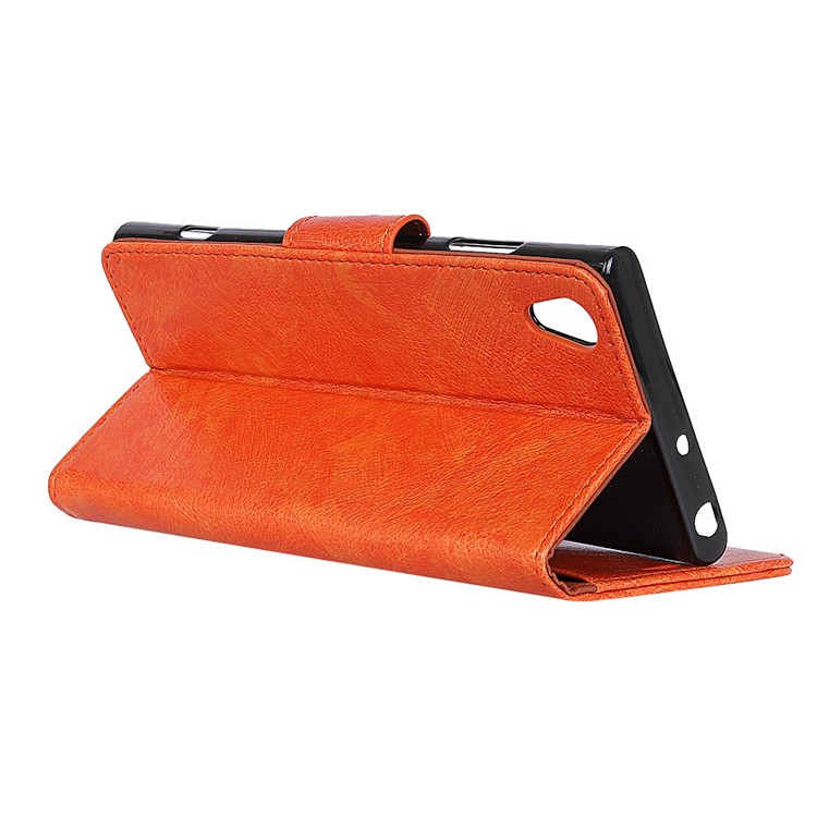 Textured Split Leather Stand Case with Card Slots Asus ZenFone Live (L1) ZA550KL - Orange-6