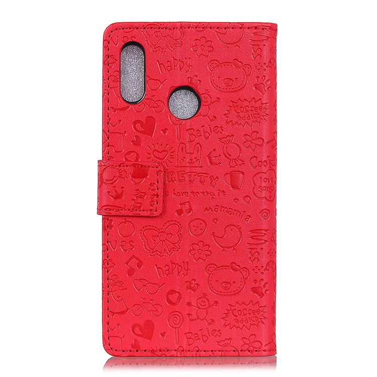 Cartoon Graffiti Leather Wallet Shell Case for Asus Zenfone Max Pro (M1) ZB601KL / ZB602KL - Red-3