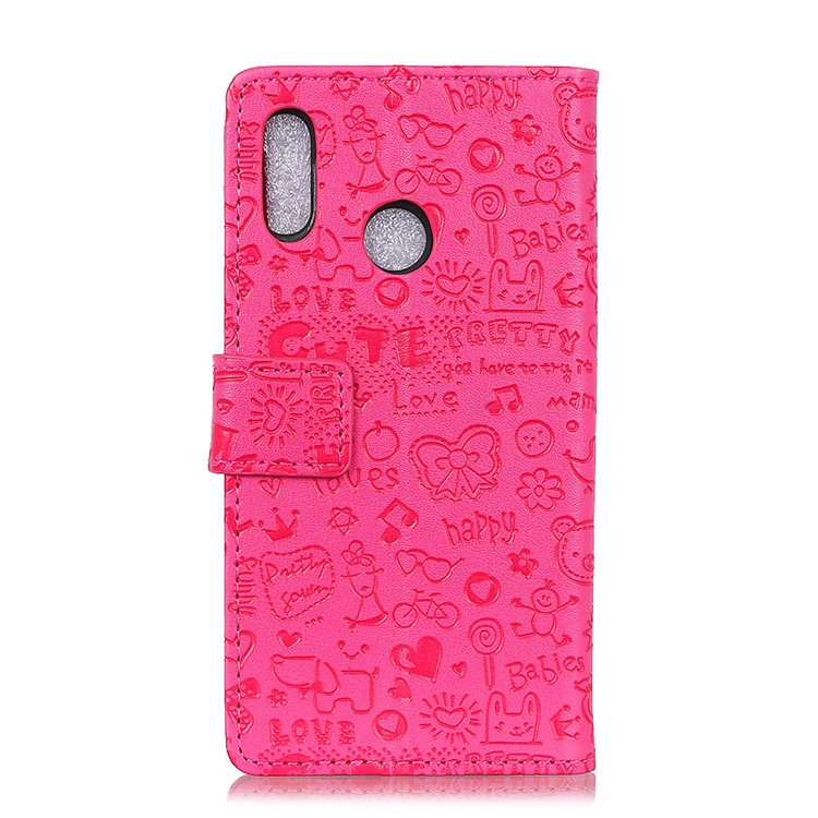Cartoon Graffiti PU Leather Wallet Case for Asus Zenfone Max Pro (M1) ZB601KL / ZB602KL - Rose-3