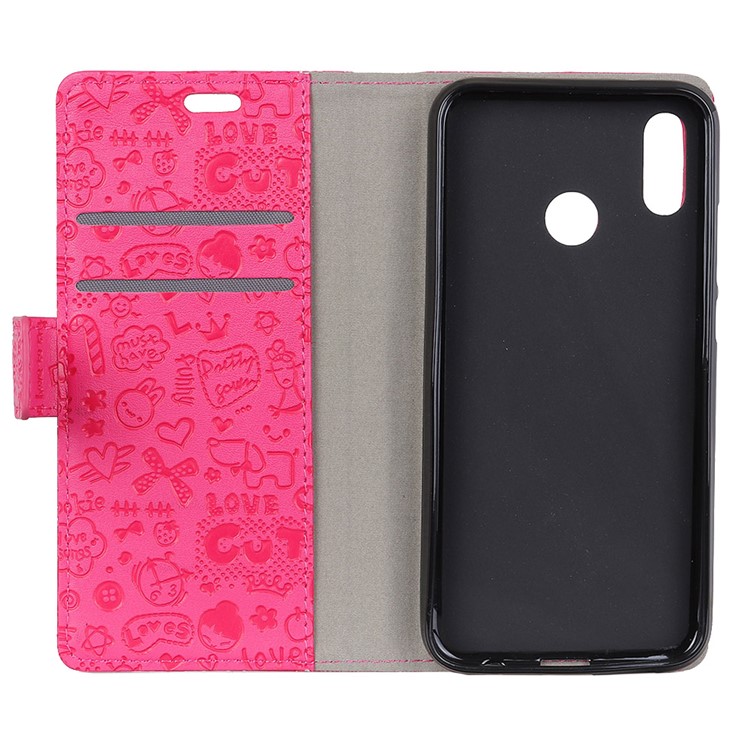 Cartoon Graffiti PU Leather Wallet Case for Asus Zenfone Max Pro (M1) ZB601KL / ZB602KL - Rose-4