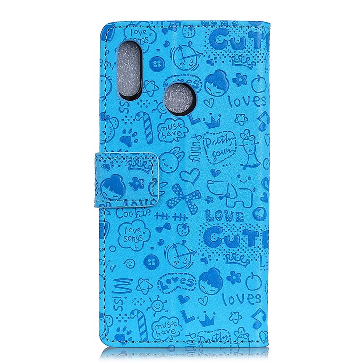 Cartoon Graffiti Wallet Leather Case with Stand for Asus Zenfone Max Pro (M1) ZB601KL / ZB602KL - Blue-3