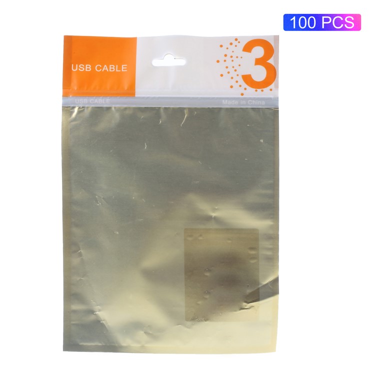 100Pcs/Lot Zip Lock Retail Packaging Bag Pouch for USB Data Cable, Size: 18 x 15cm-1