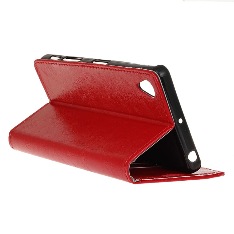 Crazy Horse Stand Wallet Leather Protection Cell Phone Shell for Asus ZenFone Live (L1) ZA550KL - Red-5