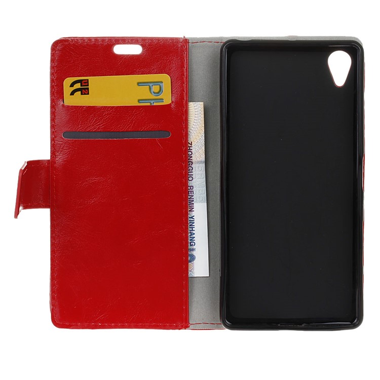 Crazy Horse Stand Wallet Leather Protection Cell Phone Shell for Asus ZenFone Live (L1) ZA550KL - Red-6