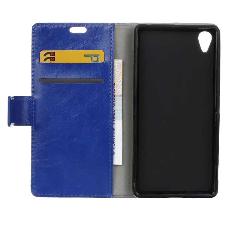Crazy Horse Stand Wallet Leather Protection Mobile Phone Cover for Asus ZenFone Lite (L1) ZA551KL / Live (L1) ZA550KL - Blue-6