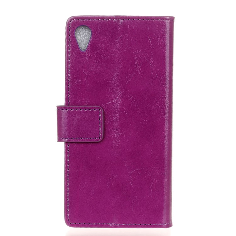 Crazy Horse Stand Magnetic Wallet Leather Protection Case for Asus ZenFone Live (L1) ZA550KL - Purple-3