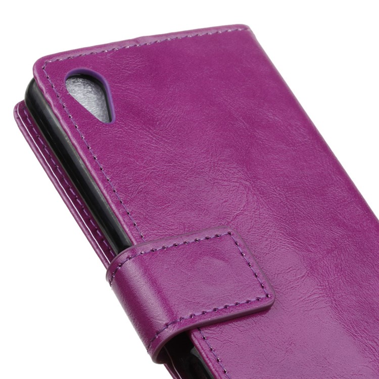 Crazy Horse Stand Magnetic Wallet Leather Protection Case for Asus ZenFone Live (L1) ZA550KL - Purple-4