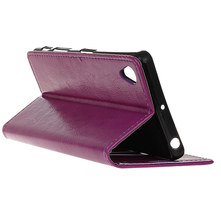 Crazy Horse Stand Magnetic Wallet Leather Protection Case for Asus ZenFone Live (L1) ZA550KL - Purple-7