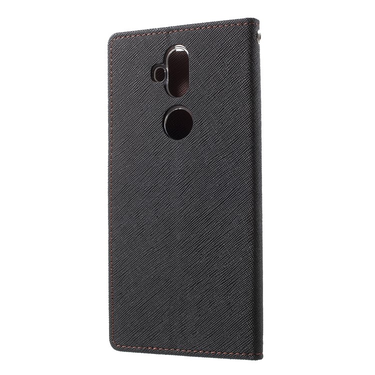 MERCURY GOOSPERY Fancy Flip Leather Wallet Protection Cover for Asus Zenfone 5 Lite ZC600KL - Black / Brown-2