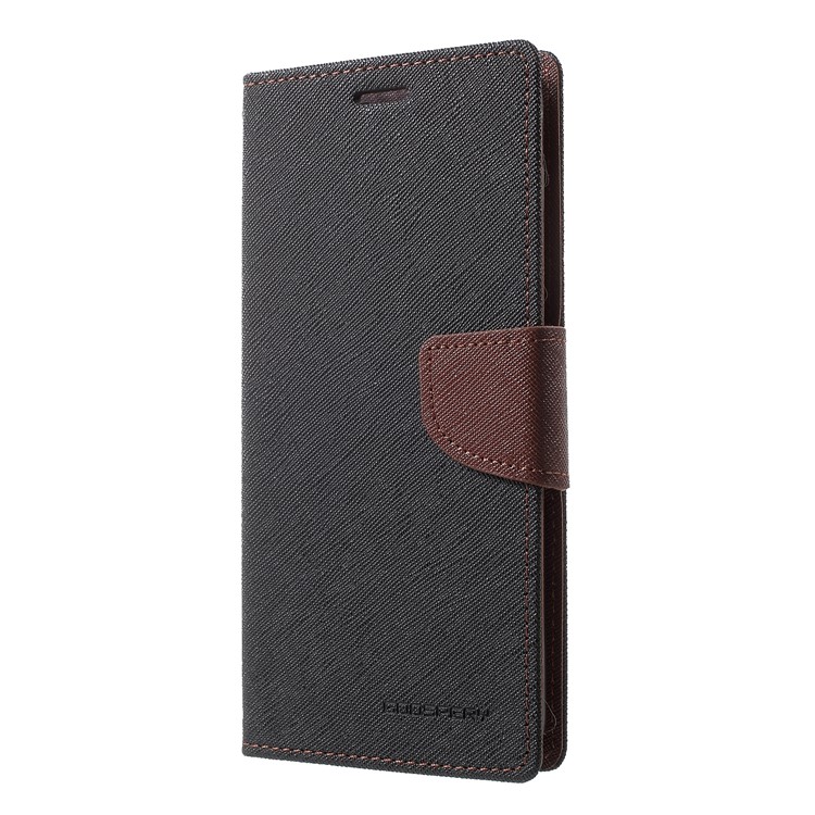 MERCURY GOOSPERY Fancy Flip Leather Wallet Protection Cover for Asus Zenfone 5 Lite ZC600KL - Black / Brown-3