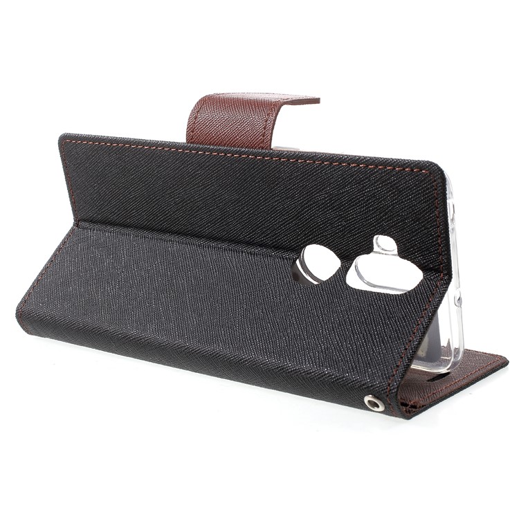 MERCURY GOOSPERY Fancy Flip Leather Wallet Protection Cover for Asus Zenfone 5 Lite ZC600KL - Black / Brown-4