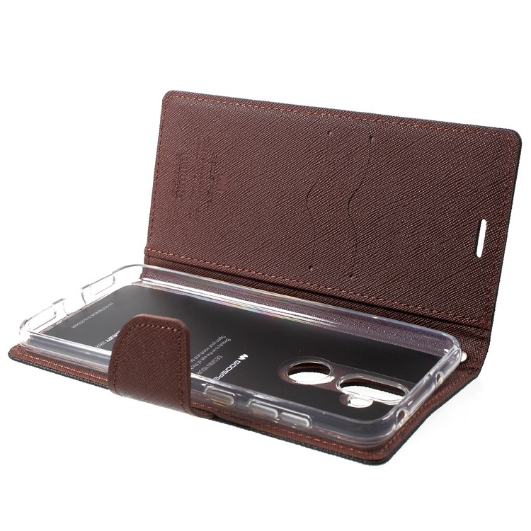 MERCURY GOOSPERY Fancy Flip Leather Wallet Protection Cover for Asus Zenfone 5 Lite ZC600KL - Black / Brown-5