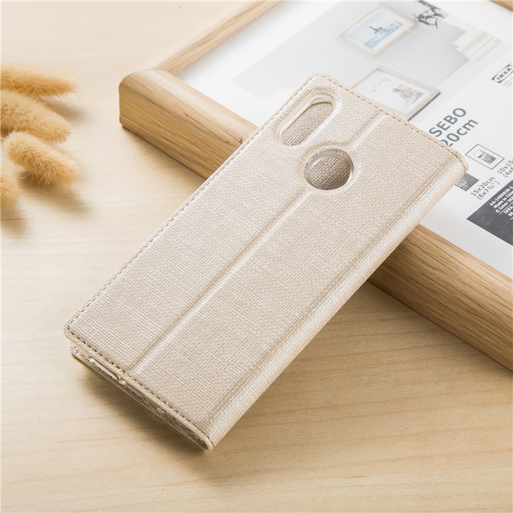 VILI DMX Cross Texture Card Holder Leather Stand Shell for Asus Zenfone Max Pro (M1) ZB601KL - Gold-2