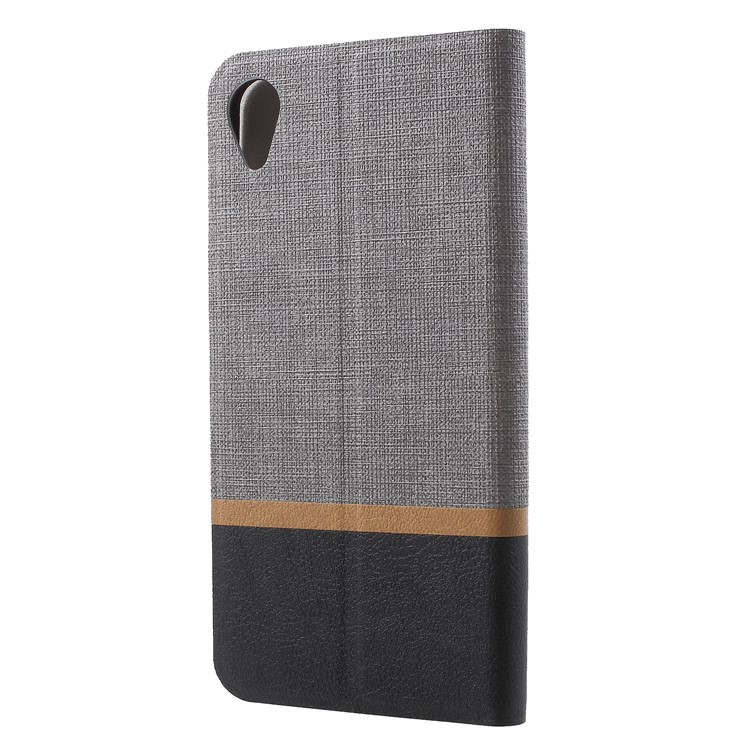 Cross Texture PU Leather Card Holder Stand Cover for Asus ZenFone Live (L1) ZA550KL - Grey-2