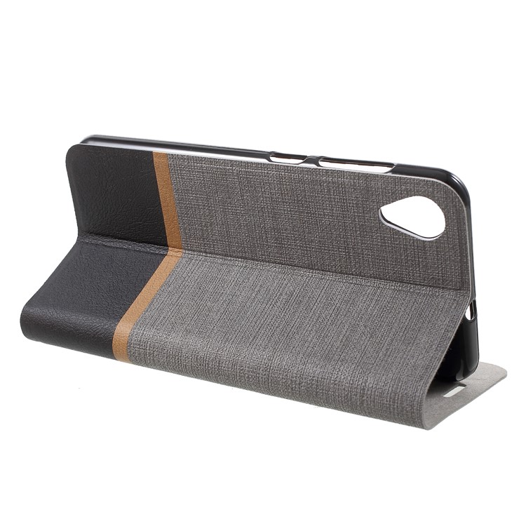 Cross Texture PU Leather Card Holder Stand Cover for Asus ZenFone Live (L1) ZA550KL - Grey-4