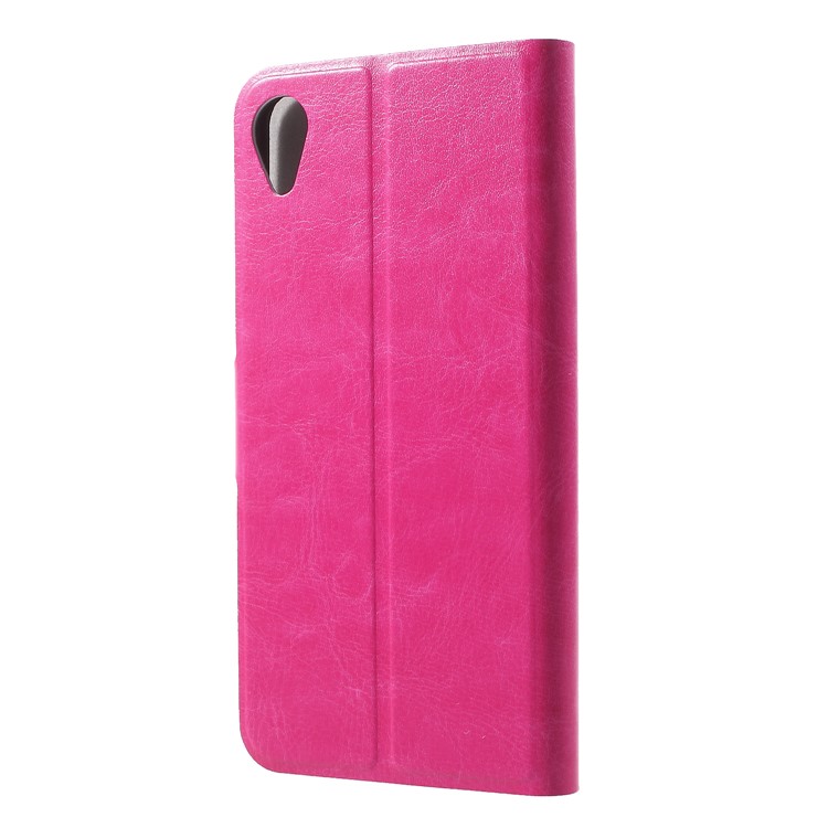 Crazy Horse Texture Stand Leather Card Holder Mobile Case (Built-in Steel Sheet) for Asus ZenFone Live (L1) ZA550KL - Rose-2