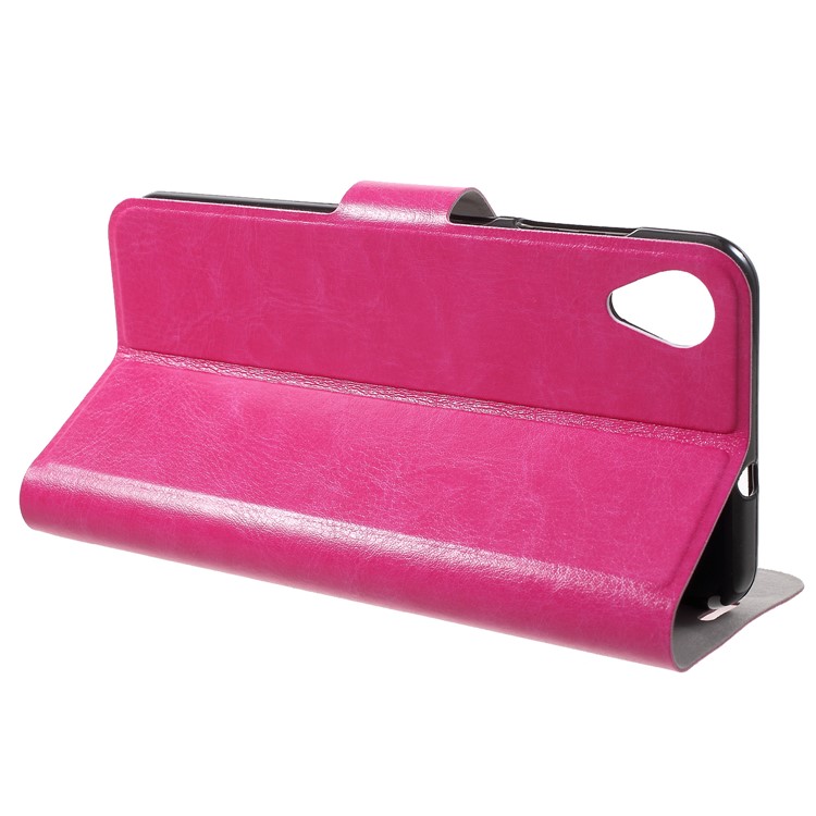 Crazy Horse Texture Stand Leather Card Holder Mobile Case (Built-in Steel Sheet) for Asus ZenFone Live (L1) ZA550KL - Rose-4