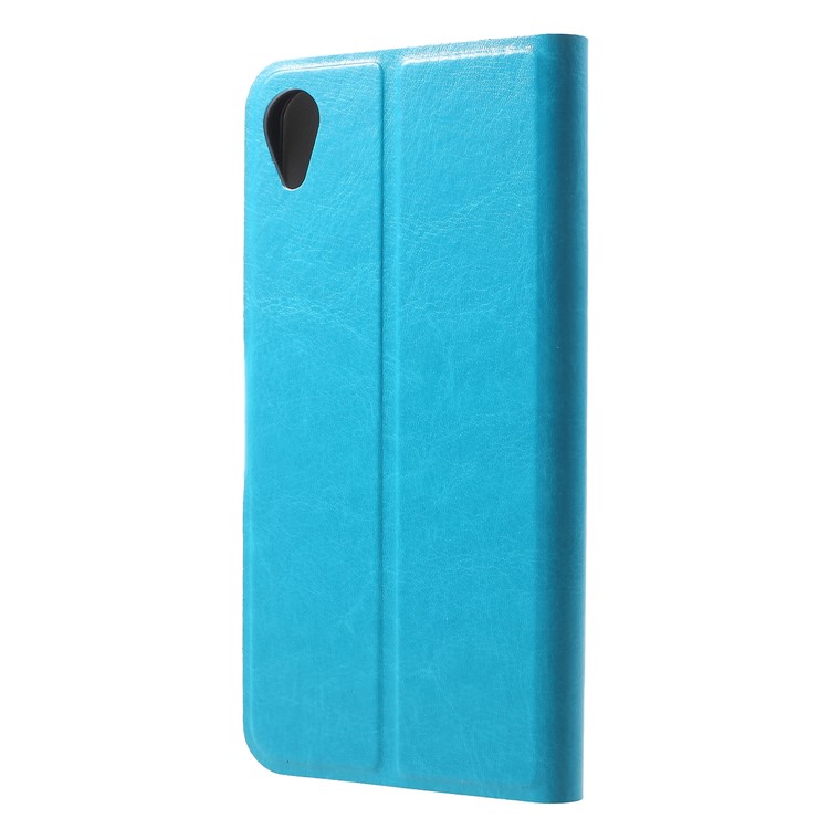 Crazy Horse Texture Stand Leather Card Holder Mobile Phone Case (Built-in Steel Sheet) for Asus ZenFone Lite (L1) ZA551KL / Live (L1) ZA550KL - Blue-2