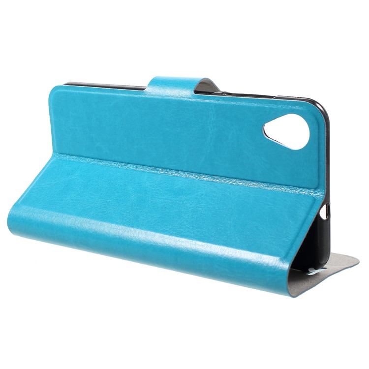 Crazy Horse Texture Stand Leather Card Holder Mobile Phone Case (Built-in Steel Sheet) for Asus ZenFone Lite (L1) ZA551KL / Live (L1) ZA550KL - Blue-4