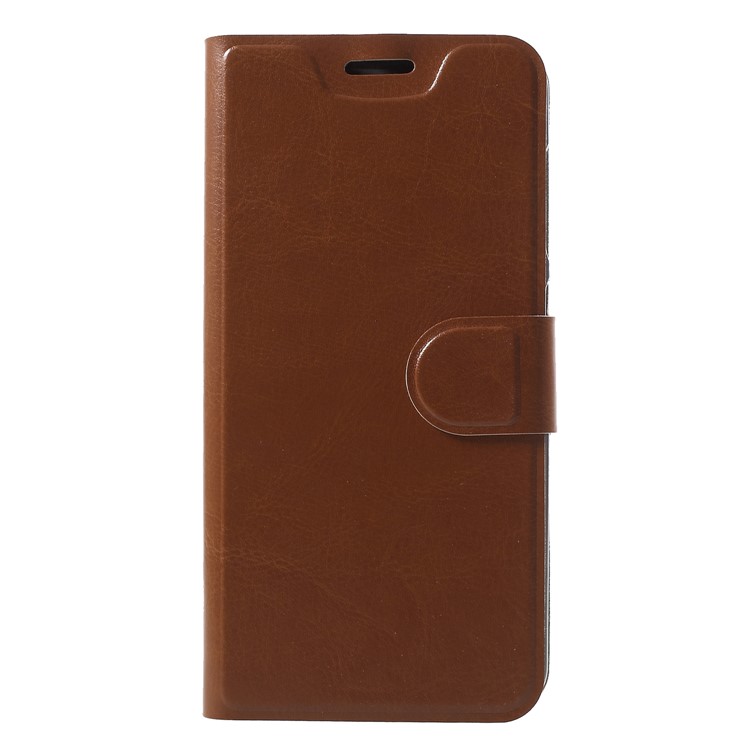 Crazy Horse Texture Stand Leather Card Holder Protective Shell (Built-in Steel Sheet) for Asus ZenFone Live (L1) ZA550KL - Brown-1