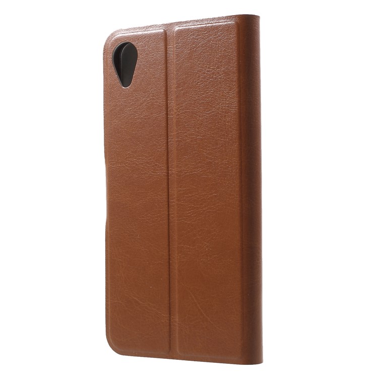 Crazy Horse Texture Stand Leather Card Holder Protective Shell (Built-in Steel Sheet) for Asus ZenFone Live (L1) ZA550KL - Brown-2
