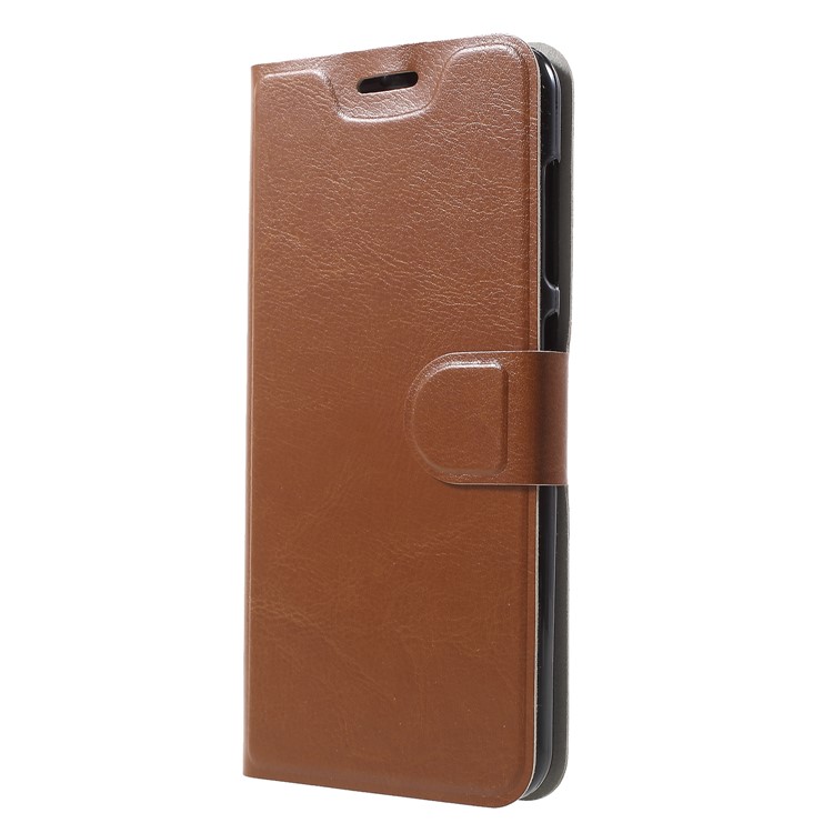 Crazy Horse Texture Stand Leather Card Holder Protective Shell (Built-in Steel Sheet) for Asus ZenFone Live (L1) ZA550KL - Brown-3
