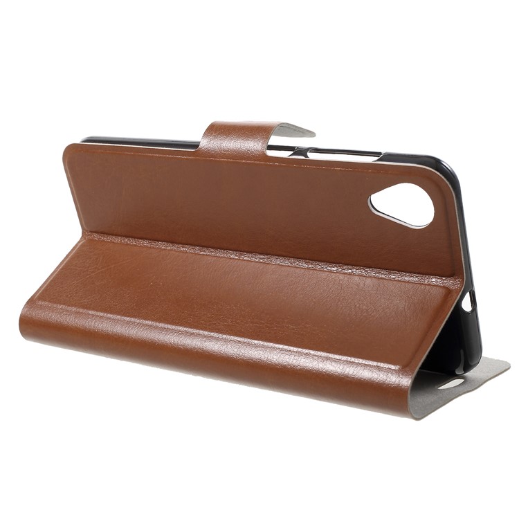 Crazy Horse Texture Stand Leather Card Holder Protective Shell (Built-in Steel Sheet) for Asus ZenFone Live (L1) ZA550KL - Brown-4