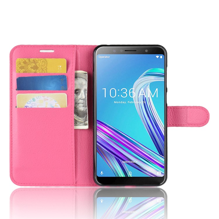 Litchi Skin Wallet Leather Cell Phone Case for Asus Zenfone Max Pro (M1) ZB601KL - Rose-4