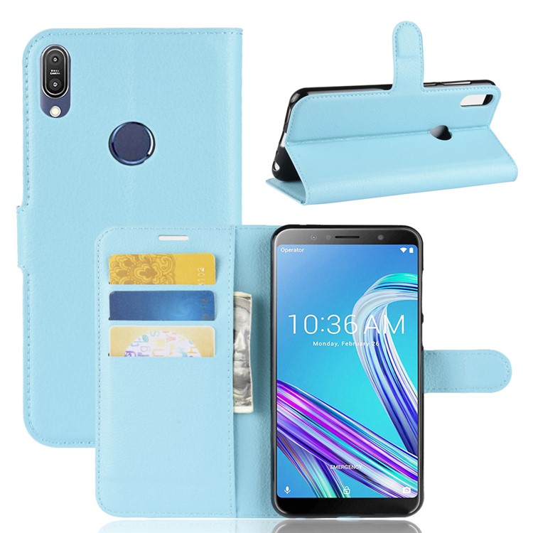 Litchi Skin Leather Wallet Case for Asus Zenfone Max Pro (M1) ZB601KL - Baby Blue-1