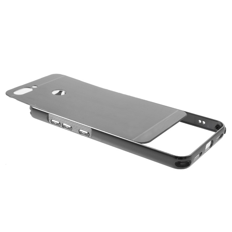 Slide-on Metal Bumper + Brushed PC Back Panel Plated Hybrid Case for Asus ZenFone Max Plus (M1) ZB570TL - Grey-4