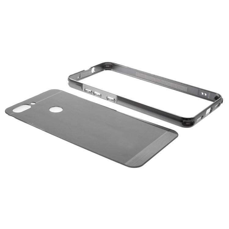 Slide-on Metal Bumper + Brushed PC Back Panel Plated Hybrid Case for Asus ZenFone Max Plus (M1) ZB570TL - Grey-7