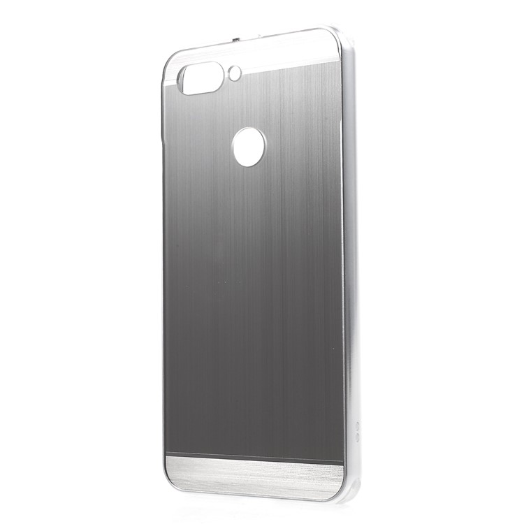 Slide-on Metal Bumper + Brushed PC Back Panel Plated Combo Casing for Asus ZenFone Max Plus (M1) ZB570TL - Silver-2