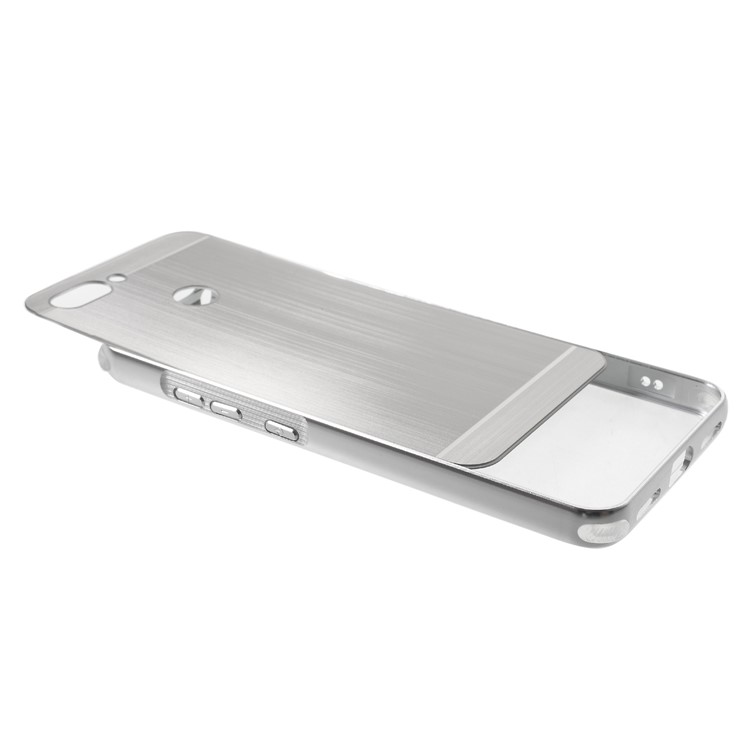 Slide-on Metal Bumper + Brushed PC Back Panel Plated Combo Casing for Asus ZenFone Max Plus (M1) ZB570TL - Silver-4