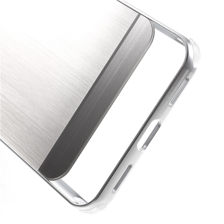 Slide-on Metal Bumper + Brushed PC Back Panel Plated Combo Casing for Asus ZenFone Max Plus (M1) ZB570TL - Silver-5