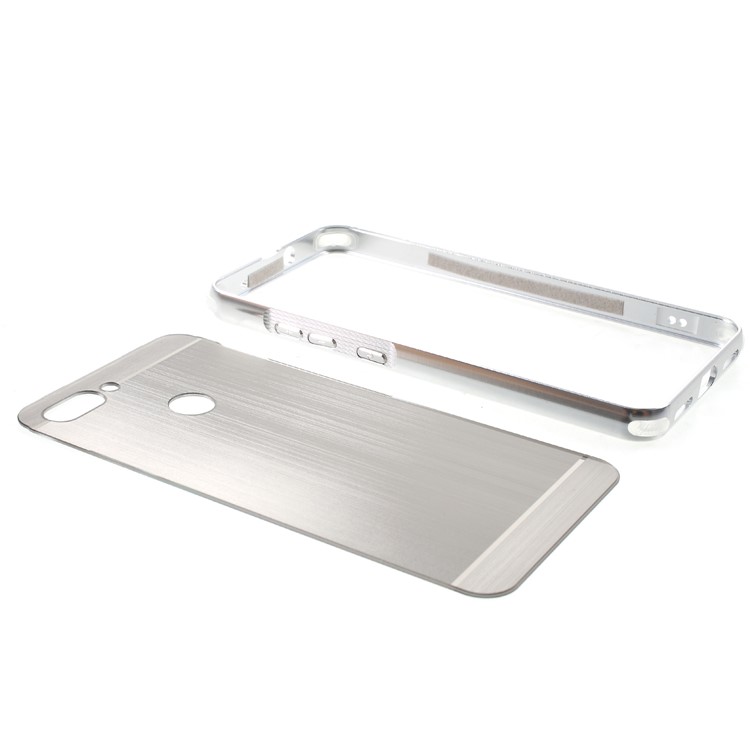 Slide-on Metal Bumper + Brushed PC Back Panel Plated Combo Casing for Asus ZenFone Max Plus (M1) ZB570TL - Silver-6