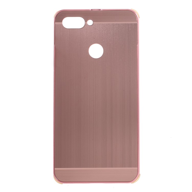 Slide-on Metal Bumper + Brushed PC Back Panel Plated Hybrid Phone Protection Cover for Asus ZenFone Max Plus (M1) ZB570TL - Rose Gold-1