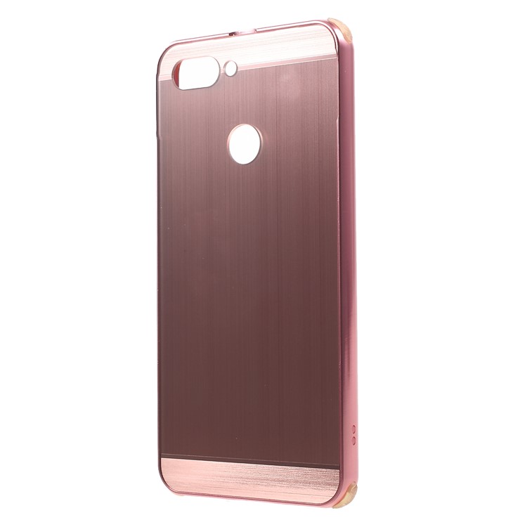 Slide-on Metal Bumper + Brushed PC Back Panel Plated Hybrid Phone Protection Cover for Asus ZenFone Max Plus (M1) ZB570TL - Rose Gold-2