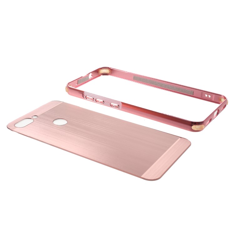 Slide-on Metal Bumper + Brushed PC Back Panel Plated Hybrid Phone Protection Cover for Asus ZenFone Max Plus (M1) ZB570TL - Rose Gold-5