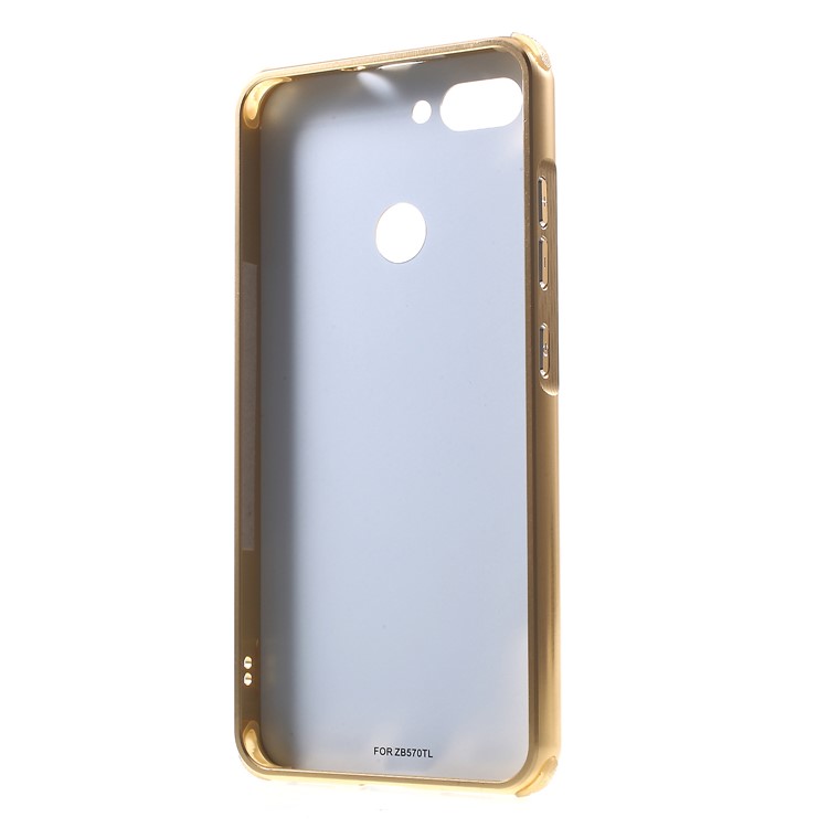Slide-on Metal Bumper + Brushed PC Back Panel Plated Mobile Shell for Asus ZenFone Max Plus (M1) ZB570TL - Gold-3
