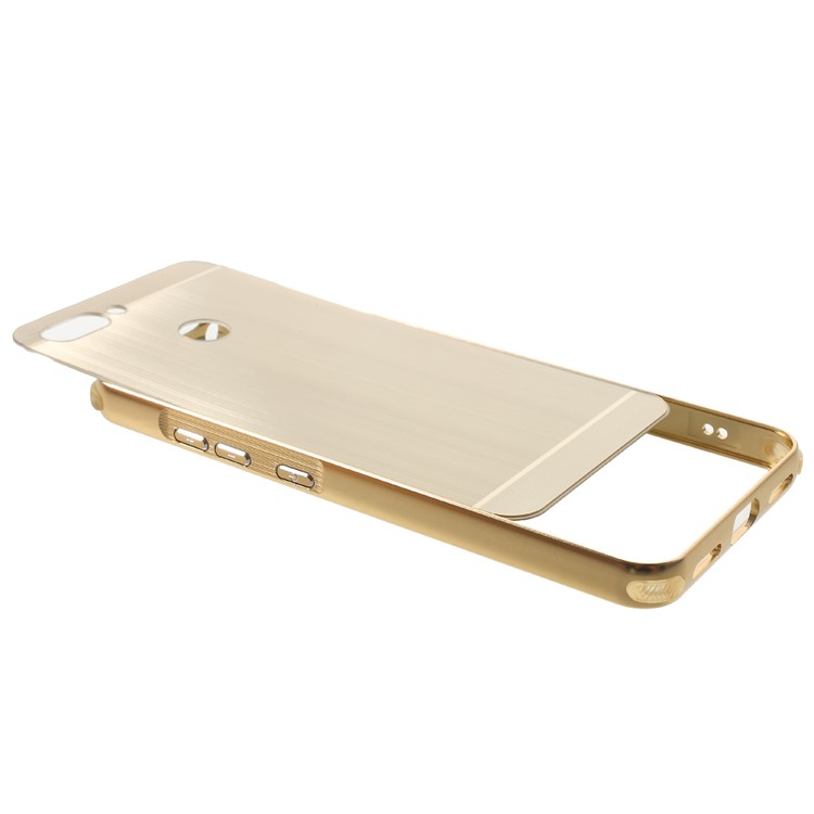 Slide-on Metal Bumper + Brushed PC Back Panel Plated Mobile Shell for Asus ZenFone Max Plus (M1) ZB570TL - Gold-4