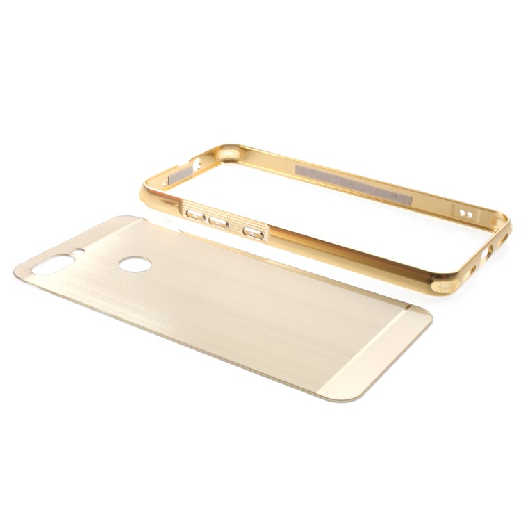 Slide-on Metal Bumper + Brushed PC Back Panel Plated Mobile Shell for Asus ZenFone Max Plus (M1) ZB570TL - Gold-5