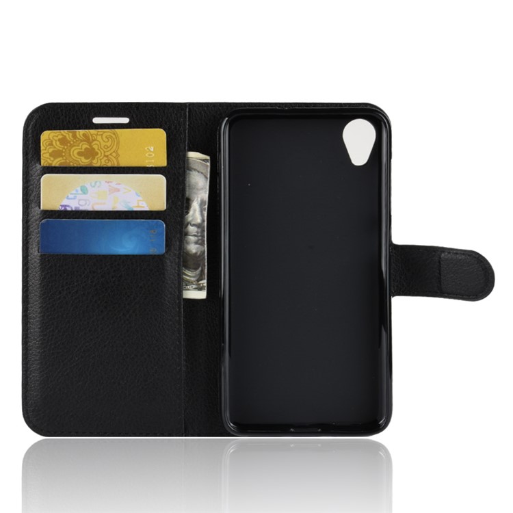 Litchi Skin Wallet Leather Stand Case for Asus ZenFone Live (L1) ZA550KL / Lite (L1) ZA551K - Black-3
