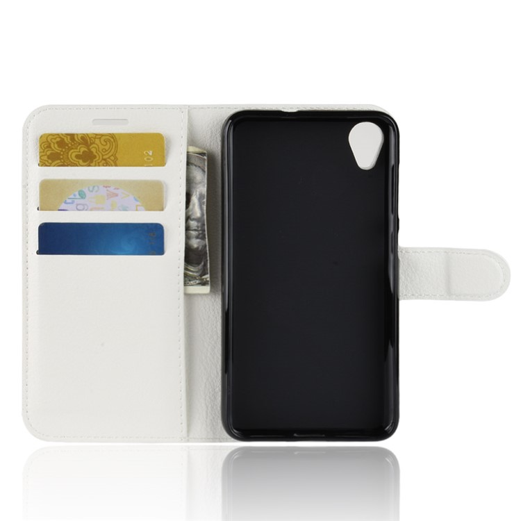 Litchi Skin Wallet Leather Stand Cover for Asus ZenFone Live (L1) ZA550KL - White-3